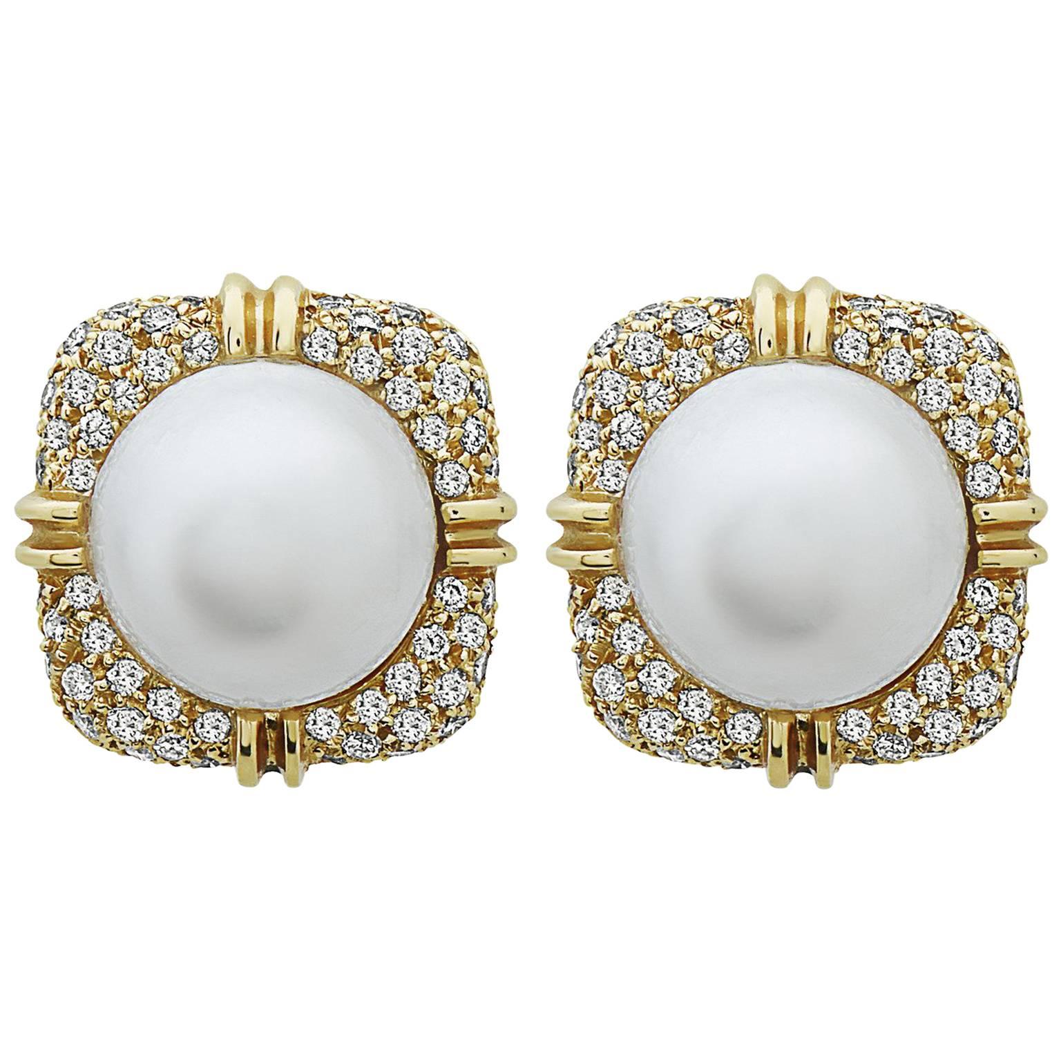 Emilio Jewelry Handmade Pearl Diamond Earrings