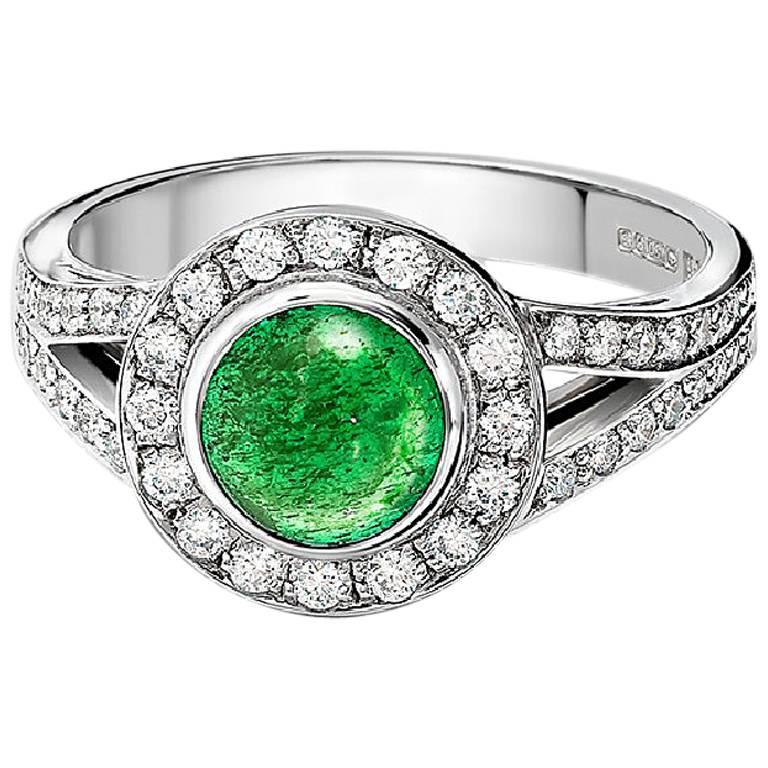 Cassandra Goad Mia Cabochon Emerald Diamond Ring