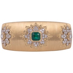 Magnificent Buccellati Emerald and Diamond Bracelet