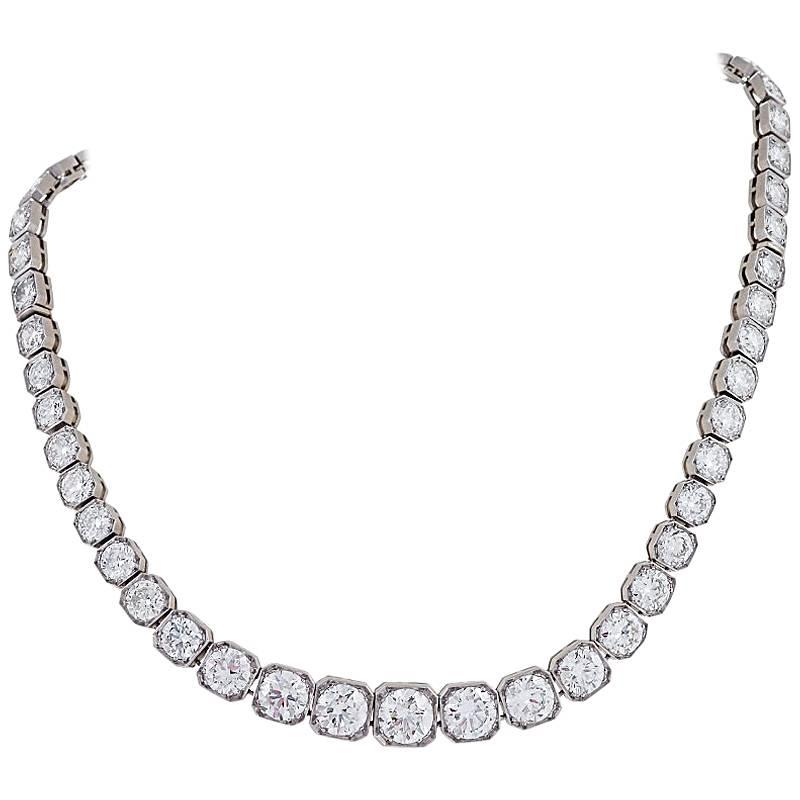 French Art Deco Diamond and Platinum Line Necklace/Bracelets