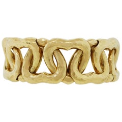 Large Heart Hammered Finish Bangle Bracelet