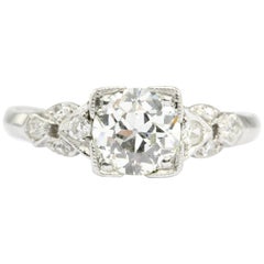 Art Deco Platinum 1.04 Carat Old European Cut Diamond Engagement Ring Art Deco Platinum 1.04 Carat Old European Cut Diamond Engagement Ring