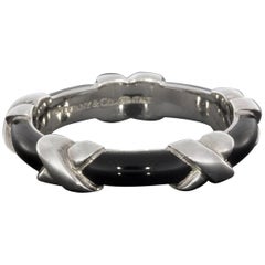Tiffany & Co. Sterling Silver Signature X Black Enamel Ring