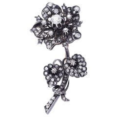 Antique Magnificent 'En Tremblant' Diamond Flower Brooch