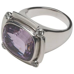 Annabel Eley 18Kt White Gold 11 Carat Lavender Amethyst Diamond Cocktail Ring