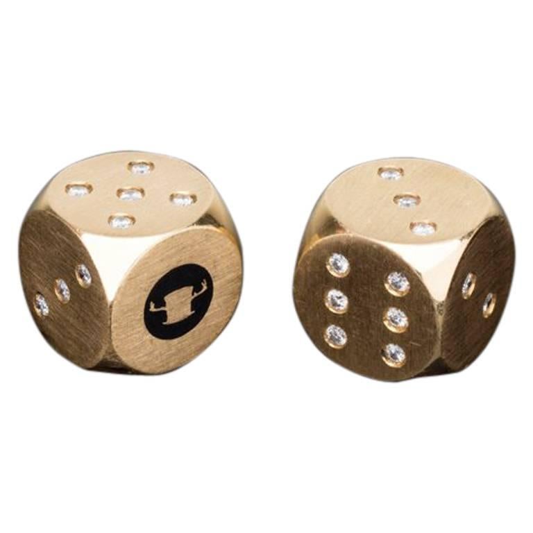 Yellow Gold Dice with Diamonds For Sale