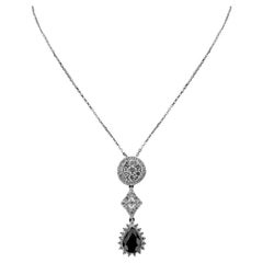 White Gold with Pear Cut Sapphire and Brilliant Cut Diamonds Necklace/Pendant
