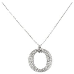 Alex Jona White Diamond 18 Karat White Gold Bodoni Pendant Necklace