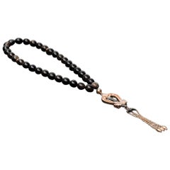 Tortoiseshell Rosary with Rose Gold and Black Diamonds