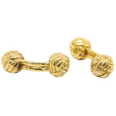 Pair of 9 Karat Yellow Gold Woven Knot Cufflinks, Theo Fennel