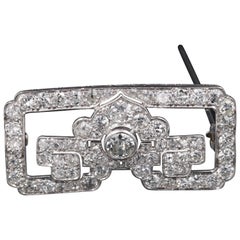 French Art Deco Platinum and Diamonds Brooch