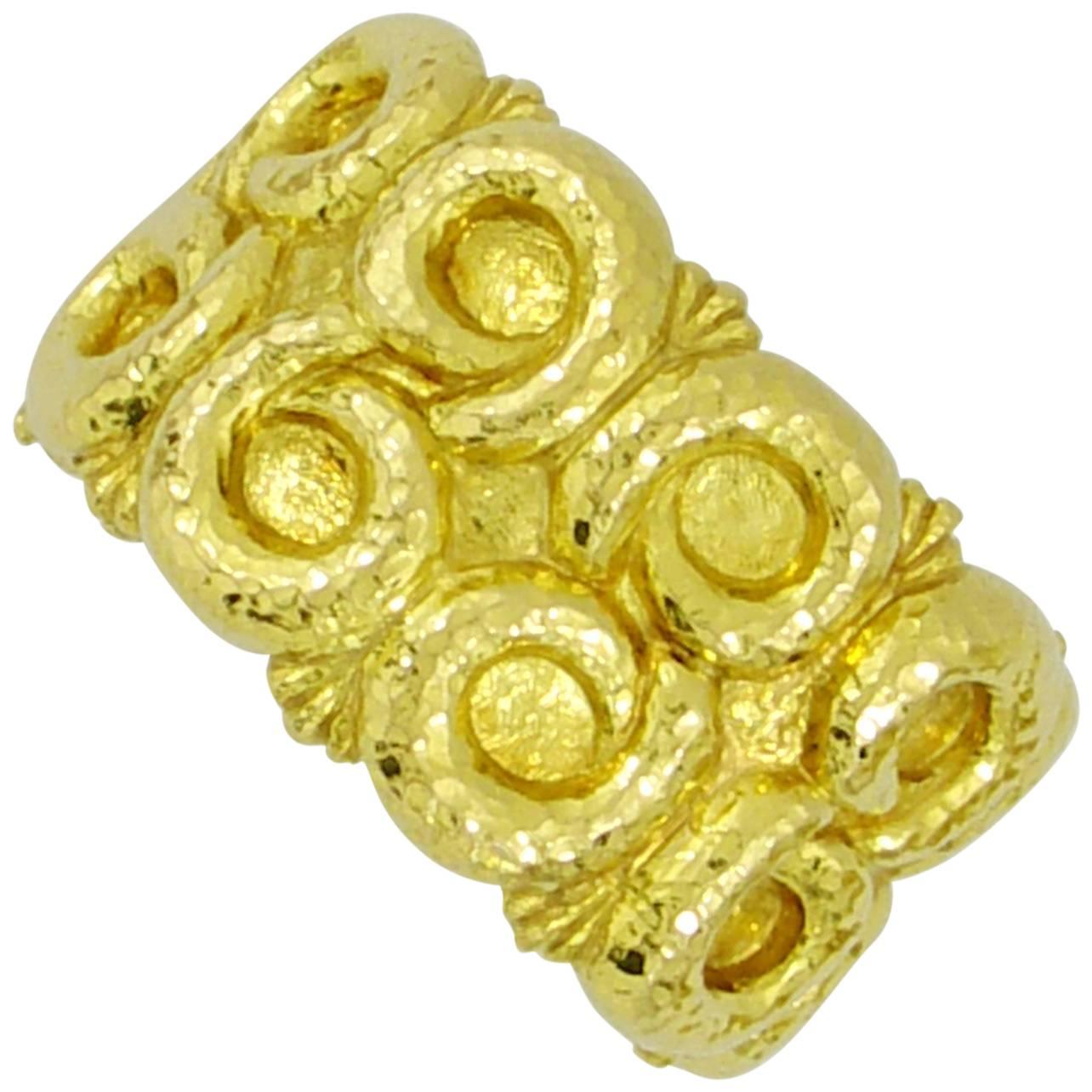 David Webb Yellow Gold Hammered Nautilus Cuff Bracelet