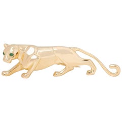 Cartier 18 Karat Yellow Gold Emerald Panthère Brooch