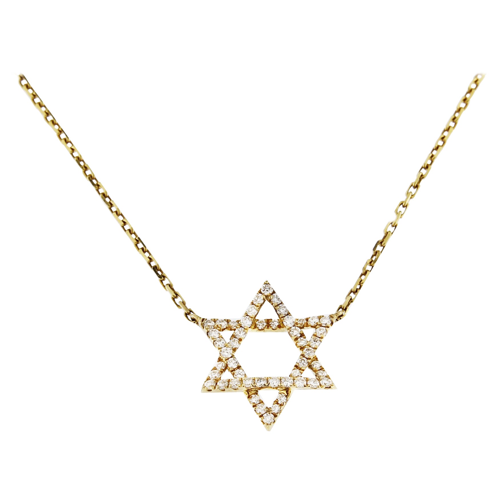 Diamond Magen David Star of David White Gold Pendant Necklace For Sale at 1stDibs