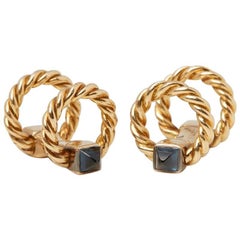 Cartier 18 Karat Yellow Gold Sapphire 1950's Vintage Cufflinks