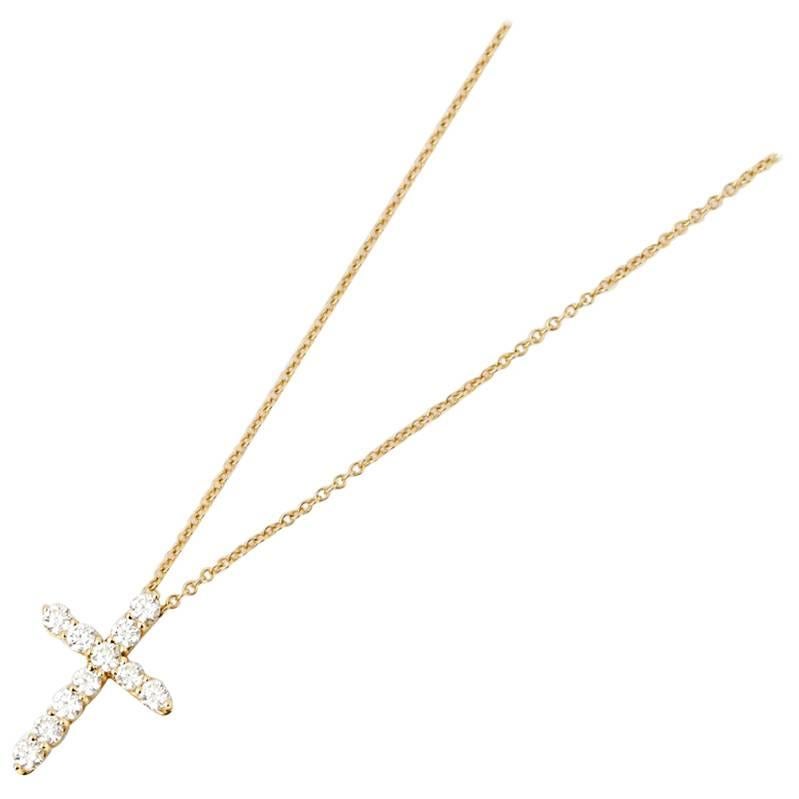Tiffany & Co. Yellow Gold Diamond Cross Necklace