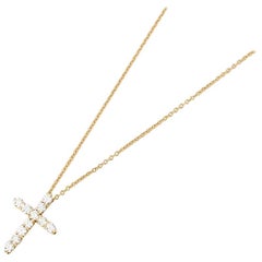 Tiffany & Co. Collier croix en or jaune et diamants