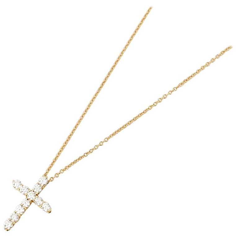 Tiffany and Co. Yellow Gold Diamond Cross Necklace at 1stDibs | tiffany  cross necklace, tiffany and co cross necklace, gold cross necklace tiffany