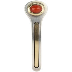 Cartier Sterling Silver, 18-Karat Gold and Red Coral Lapel Pin or Brooch
