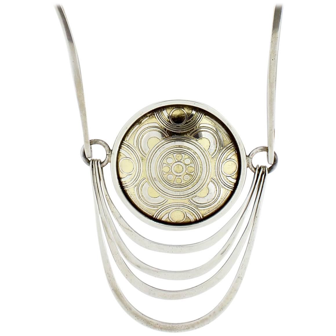 Nubia Modernist Sterling Silver Necklace by Mary Ann Scherr for Reed & Barton For Sale