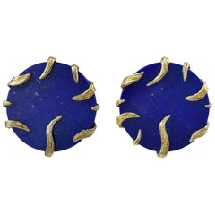 Vintage Lapis and Gold Earrings