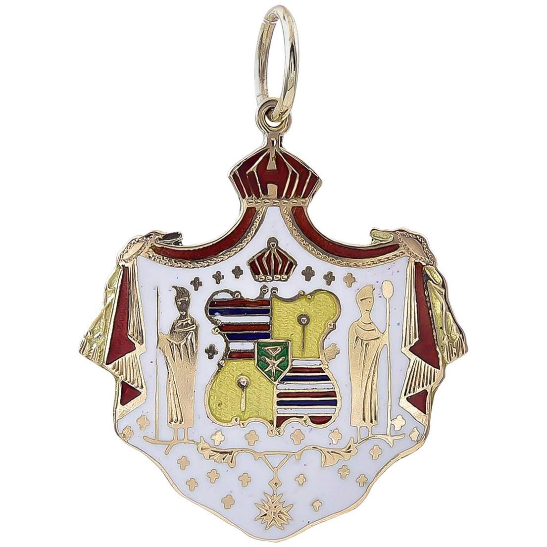 Hawaii Coat of Arms Gold and Enamel Charm