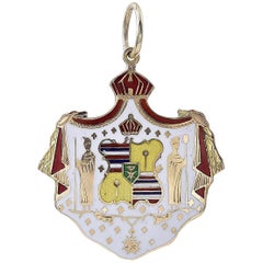 Hawaii Coat of Arms Gold and Enamel Charm
