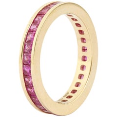 Engagement Eternity Ruby Gold Band Princess Ring