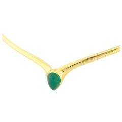 Van Cleef & Arpels Green Chalcedony 18 Karat Yellow Gold Choker Necklace