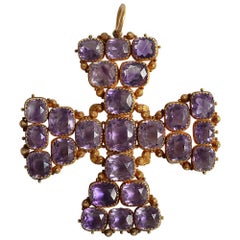 Georgian Amethyst Maltese Cross Pendant