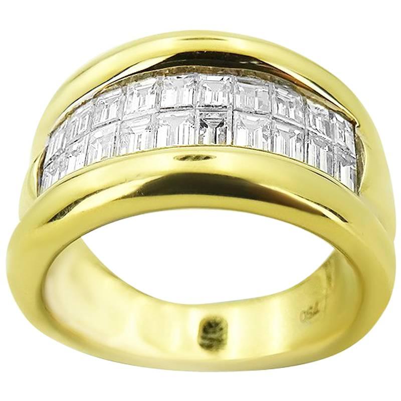 Yellow Gold with Emerald Cut 0.60 ct Diamonds Ring For Sale