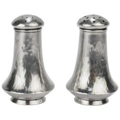 Pair of Arts & Crafts Sterling Silver Salt and Pepper Shakers, Clemens Friedell