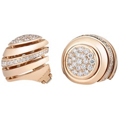 18 Karat Rose Gold 2.57 Carat Round Diamonds "Dome" Demi Pavé Earrings