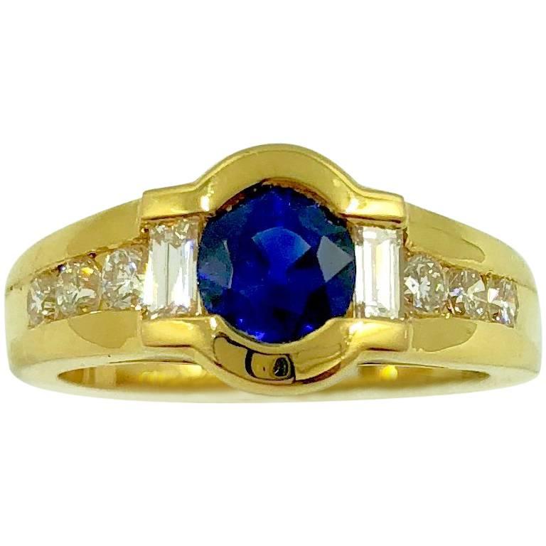 G.Minner Sapphire Diamond Gold Ring For Sale