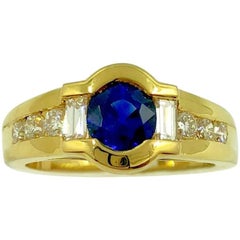 G.Minner Sapphire Diamond Gold Ring
