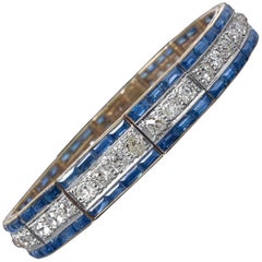 Antique Diamonds, Sapphires, 18 Karat Gold and Platinum Bracelet, circa 1910