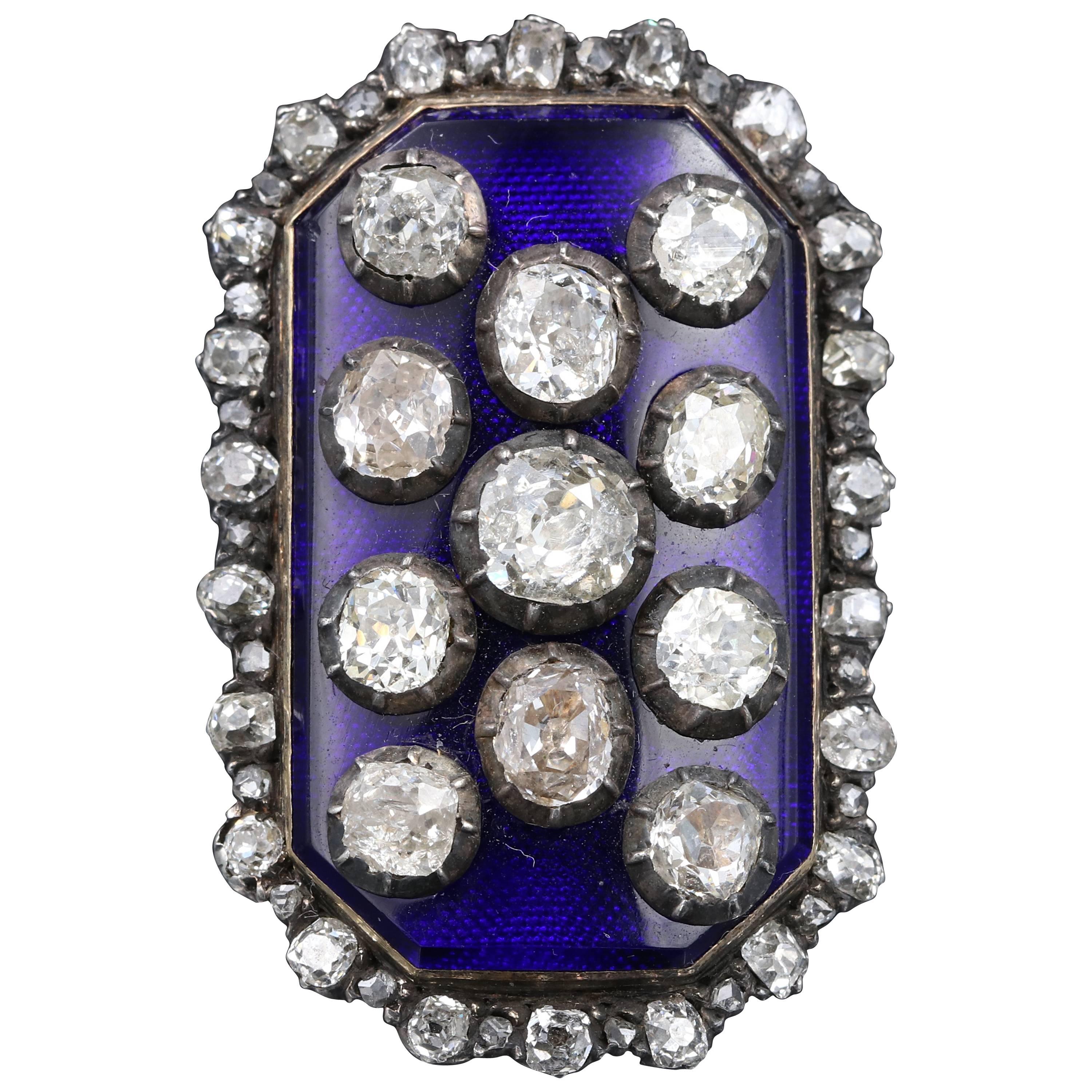 Rare Antique French Diamond Cobalt Blue Enamel ring circa 1790