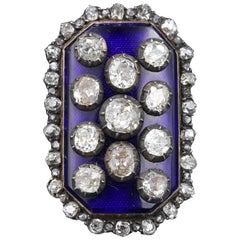 Rare Antique French Diamond Cobalt Blue Enamel ring circa 1790