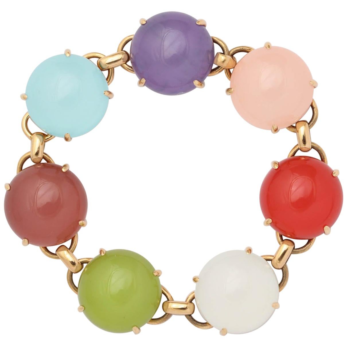 18 Karat Rose Gold Semi-Precious Stone Doublet Bracelet