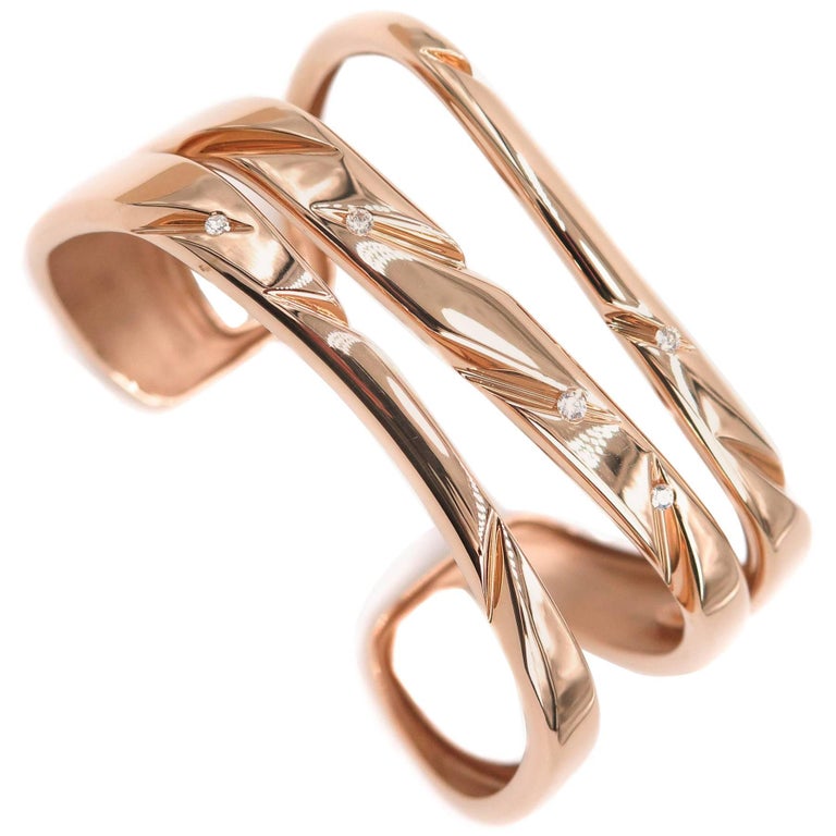 Cuts Wide Rose Gold Cuff Bracelet By Mattioli For At 1stdibs Cuts Wide Rose Gold Cuff Bracelet By Mattioli For
