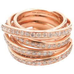 Tibet Multi Row Diamond Band in Rose Gold by Mattioli