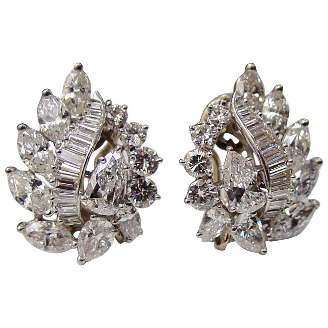 Oscar Heyman Diamond and Platinum Earrings For Sale