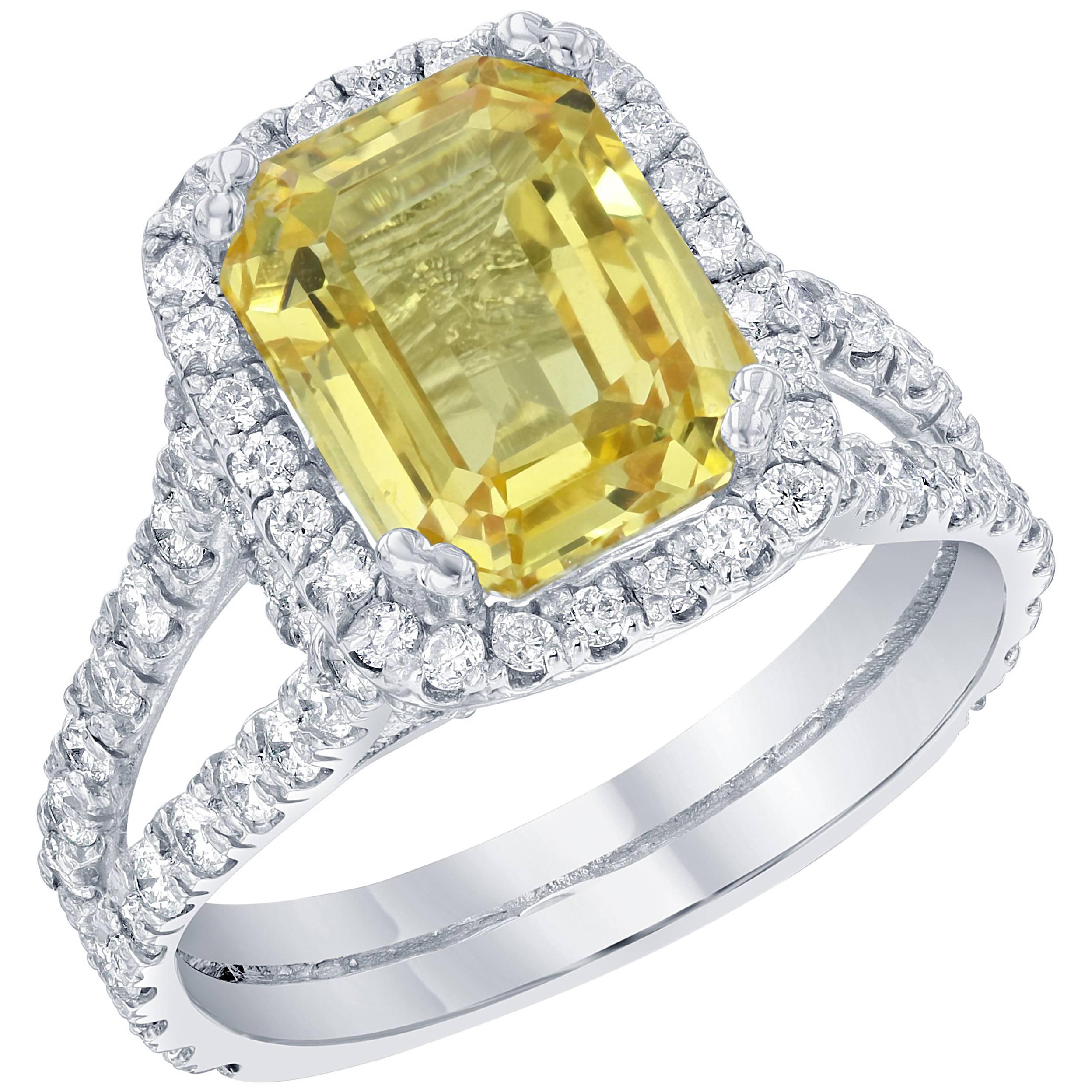 GIA Certified 6.50 Carat Yellow Sapphire Diamond Engagement Ring