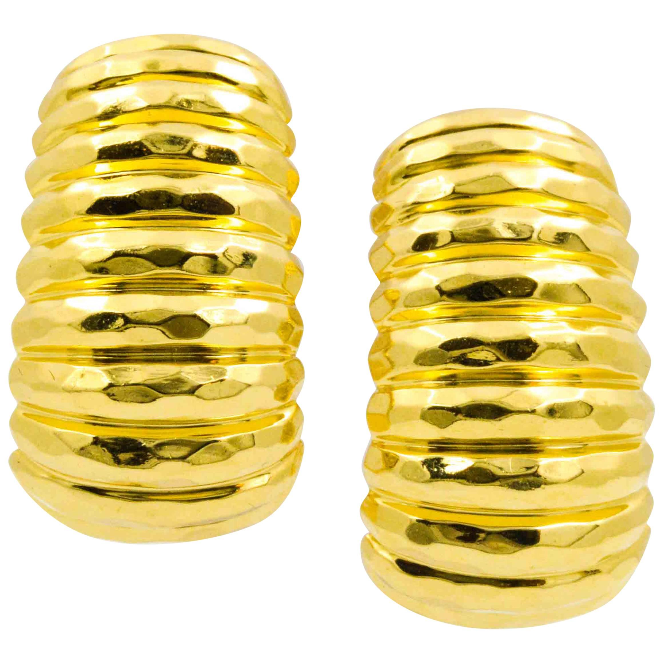 Henry Dunay Domed 18 Karat Yellow Gold Earrings