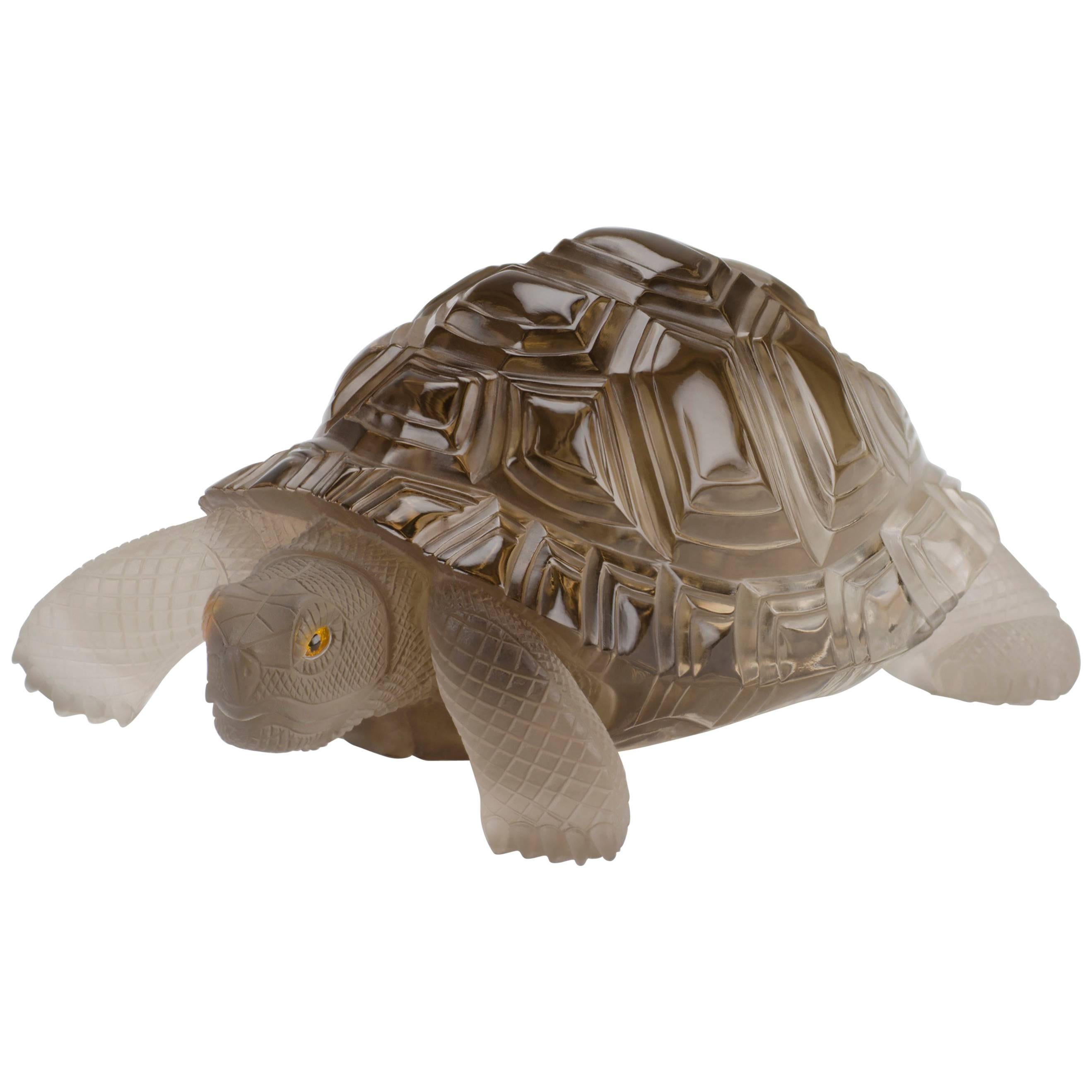 Detailed Smokey Quartz Turtle Sculpture For Sale