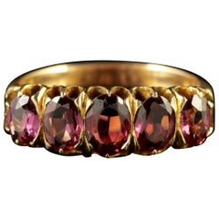 Antique Victorian Five-Stone Almandine Garnet Ring 18 Carat Gold