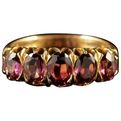 Antique Victorian Five-Stone Almandine Garnet Ring 18 Carat Gold