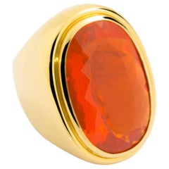 27.10 Carat Fire Opal Yellow Gold Cocktail Ring