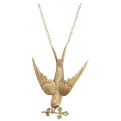 Victorian Swallow Necklace with Almandine and Demantoid Garnets