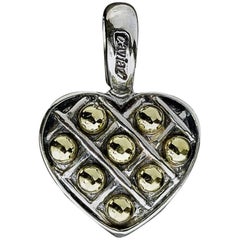 Lagos Caviar Box and Dot Sterling Silver and 18 Karat Gold Heart Pendant